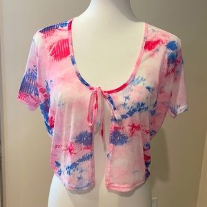 Sheer Front-Tie Crop Top